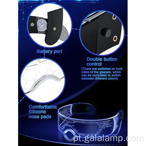 Óculos de barra de som iluminados coloridos de ficção científica